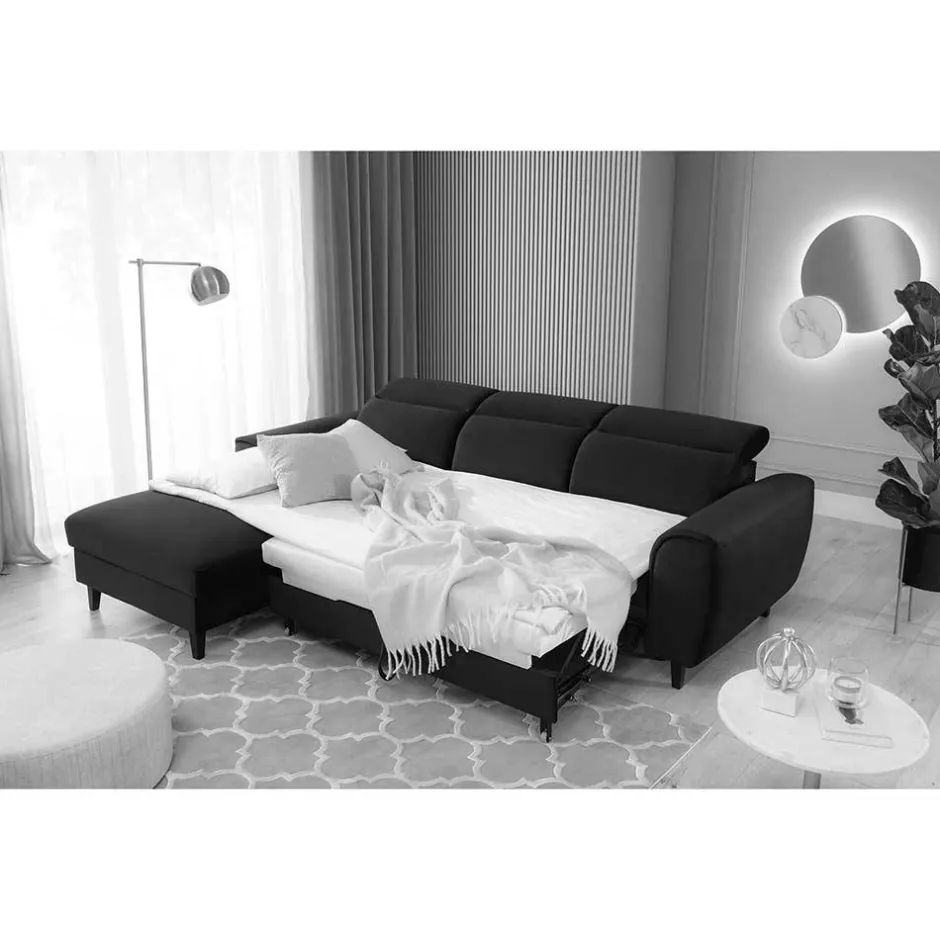 Viersitzer Ecksofa in Hellblau - matter Samt - Memphis^Wohnen Online