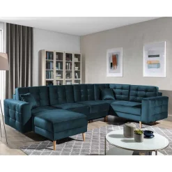 Wohnen Viersitzer Wohnzimmer Schlafcouch in Dunkelblau - Mauritius