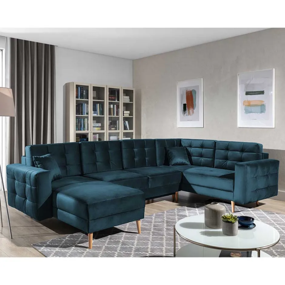 Wohnen Viersitzer Wohnzimmer Schlafcouch in Dunkelblau - Mauritius