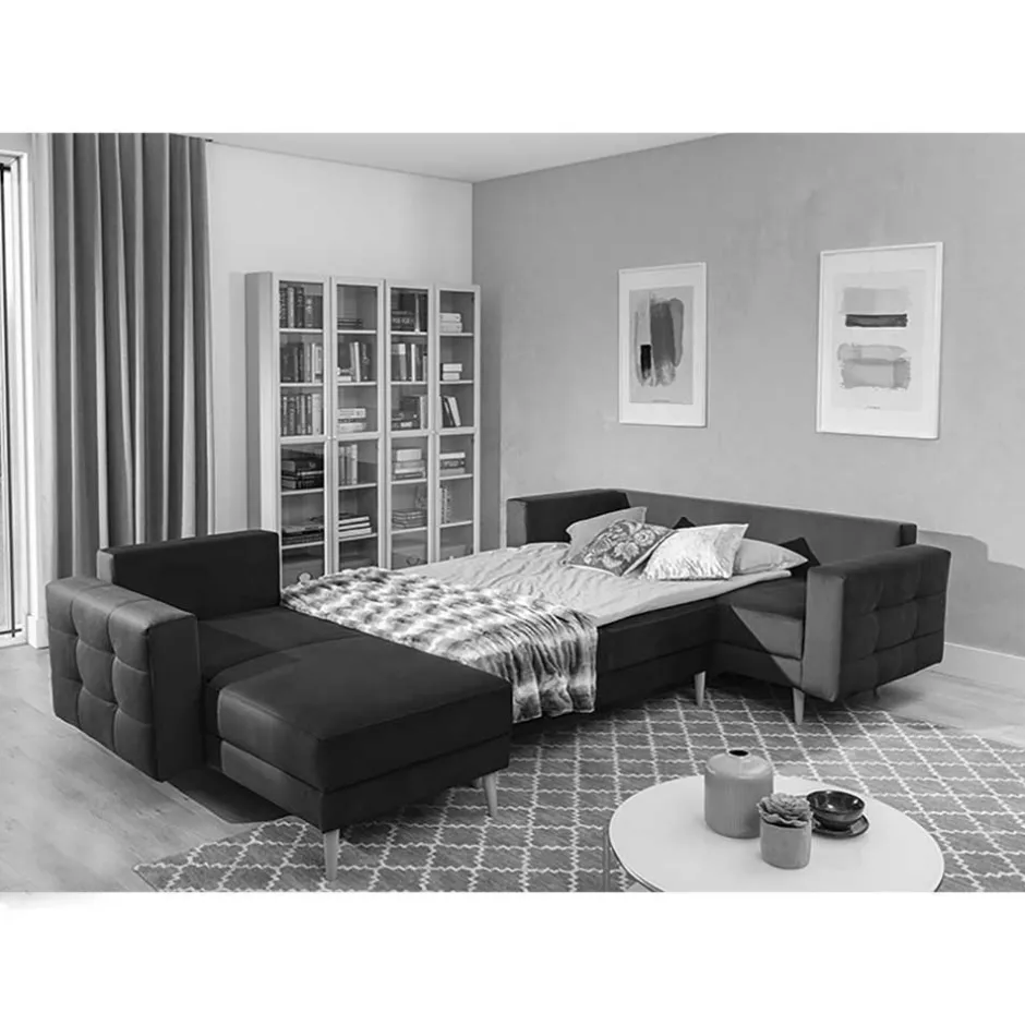 Wohnen Viersitzer Wohnzimmer Schlafcouch in Dunkelblau - Mauritius