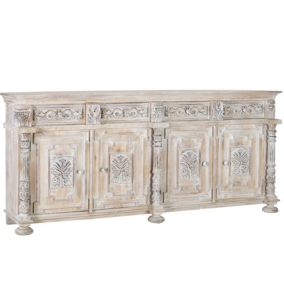 Wohnen Vintage Design Sideboard in Holz White Wash - Cionga