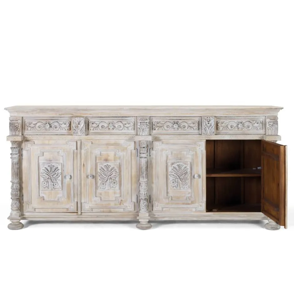 Wohnen Vintage Design Sideboard in Holz White Wash - Cionga