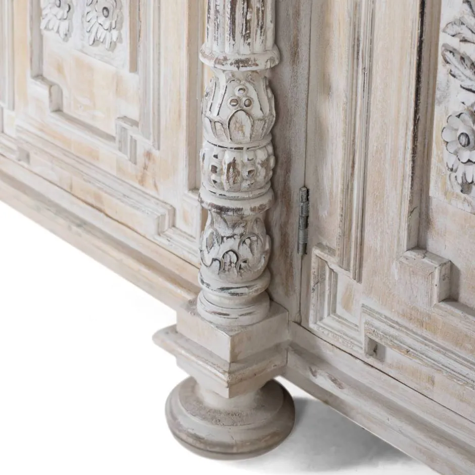 Wohnen Vintage Design Sideboard in Holz White Wash - Cionga