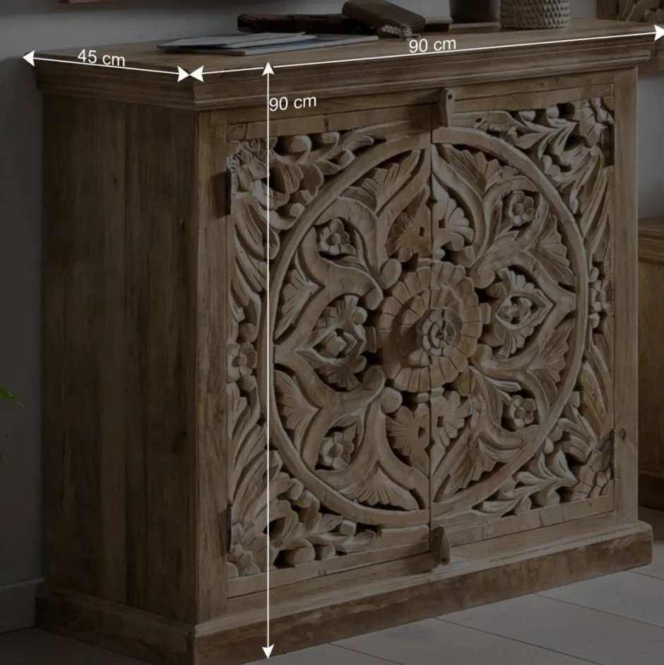 Wohnen Vintage Dielenmöbel mit Schnitzereien - Runiasa (fünfteilig)