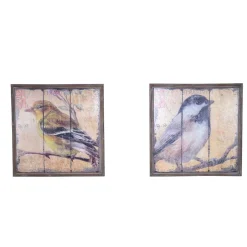 Wohnen Vintage Holzbilder mit Vogel Druck Bacoas 56x56 cm (zweiteilig)
