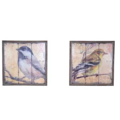 Wohnen Vintage Holzbilder mit Vogel Druck Bacoas 56x56 cm (zweiteilig)