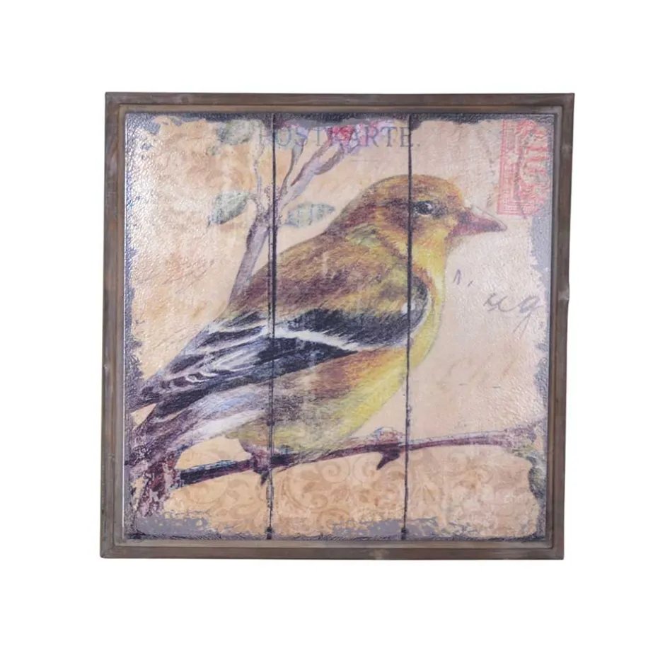 Wohnen Vintage Holzbilder mit Vogel Druck Bacoas 56x56 cm (zweiteilig)