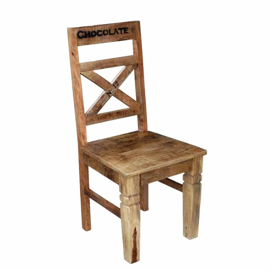 Wohnen Vintage Holzstuhl Set Indri rustikaler Charme (2er Set)