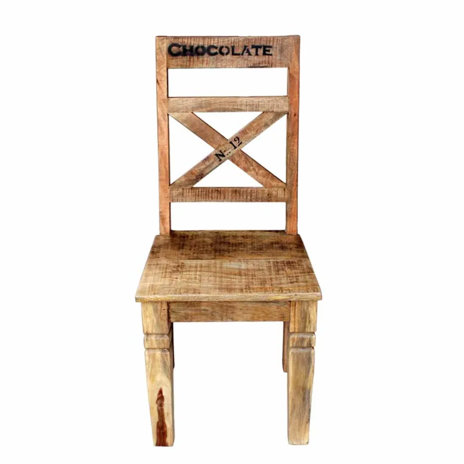 Wohnen Vintage Holzstuhl Set Indri rustikaler Charme (2er Set)