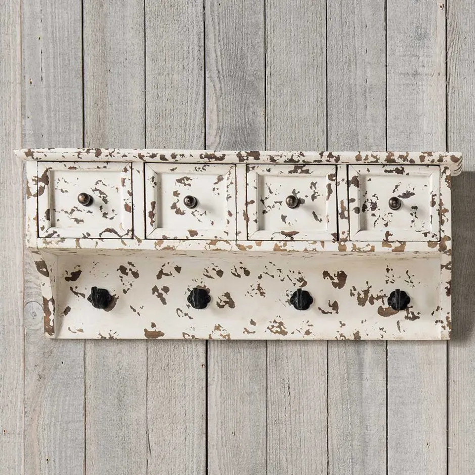 Wohnen Vintage Küchenregal mit Schubladen & Haken - Naharas