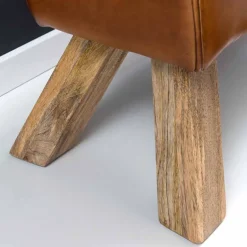 Vintage Lederbank Snog mit Holzgestell rustikal^Wohnen Outlet