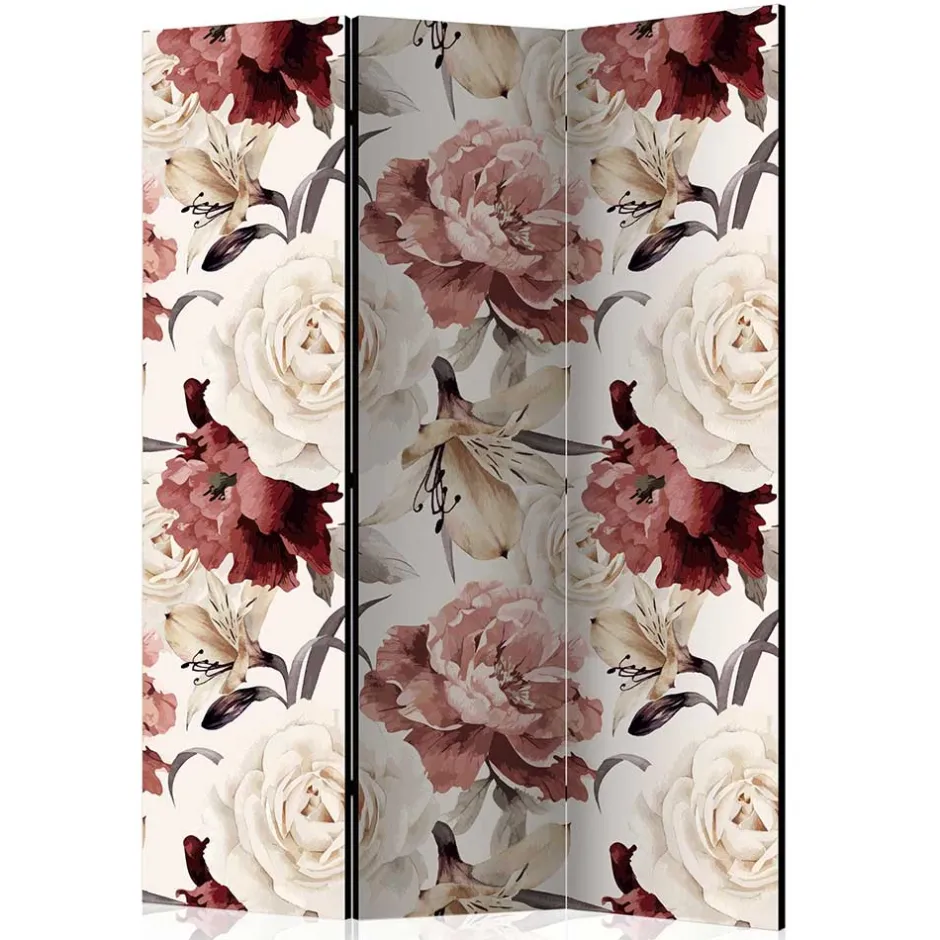 Vintage Motiv Paravent mit Rosen in Rot Weiß - Vakuum^Wohnen Sale