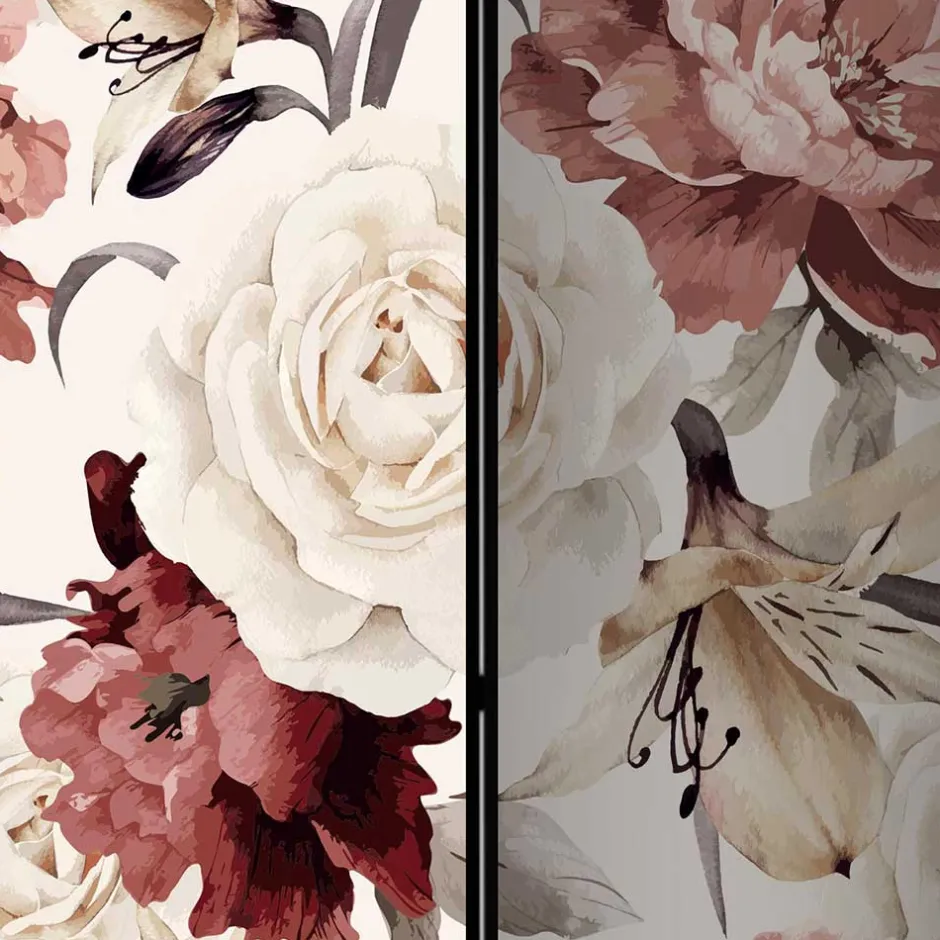 Vintage Motiv Paravent mit Rosen in Rot Weiß - Vakuum^Wohnen Sale