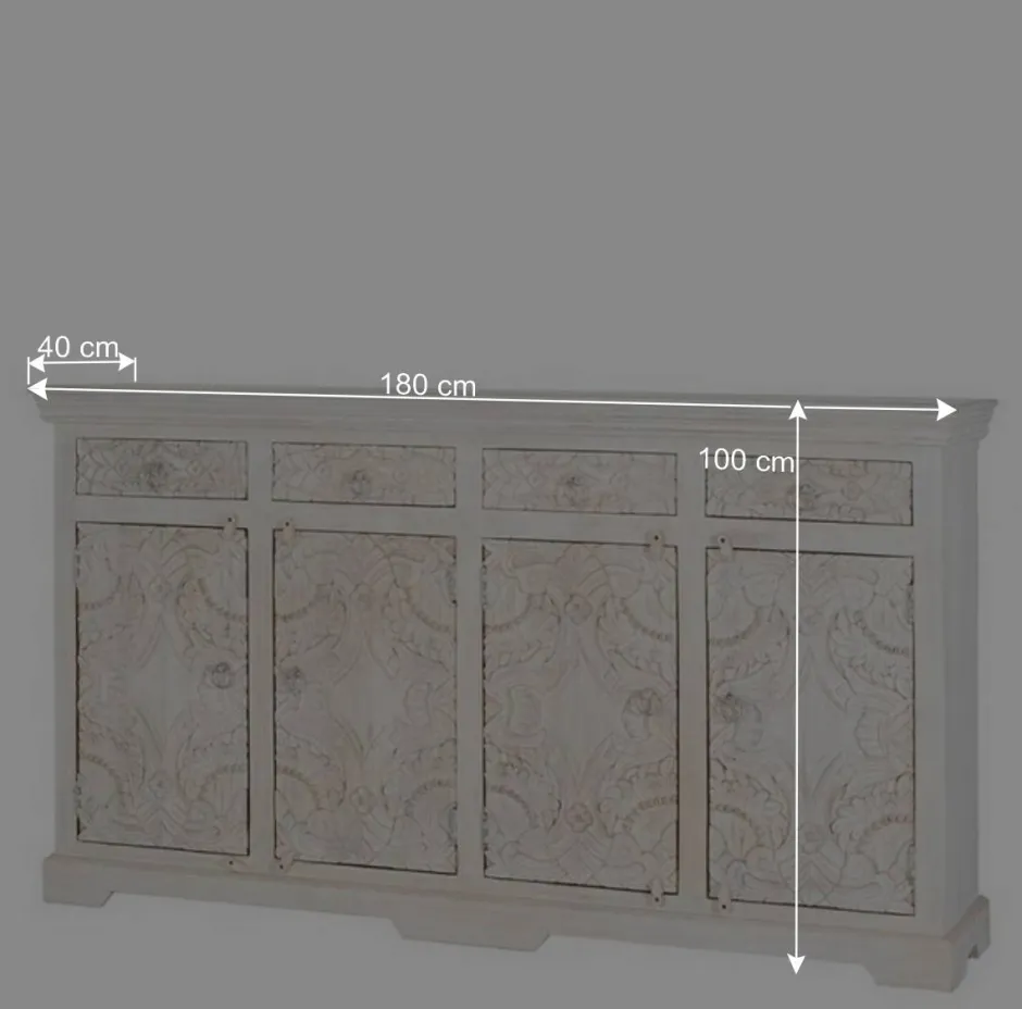 Wohnen Vintage Sideboard in Antikweiß - Celorma