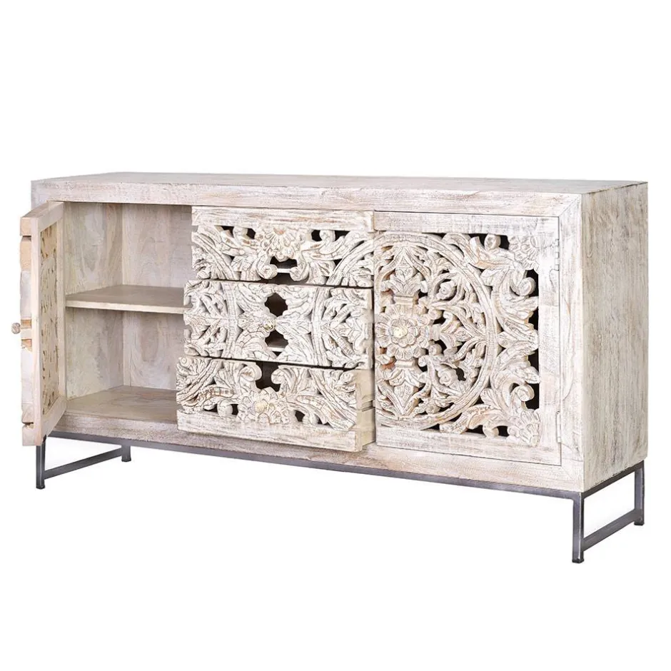 Vintage Sideboard in Mangoholz White Wash - Fudorus^Wohnen Hot