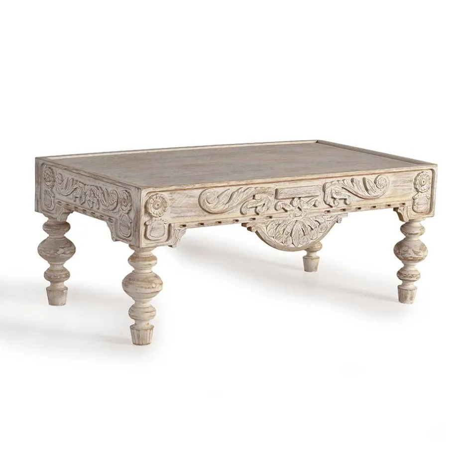 Vintage Wohnzimmertisch in Mangoholz White Wash - Lornas^Wohnen Hot