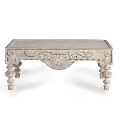 Vintage Wohnzimmertisch in Mangoholz White Wash - Lornas^Wohnen Hot