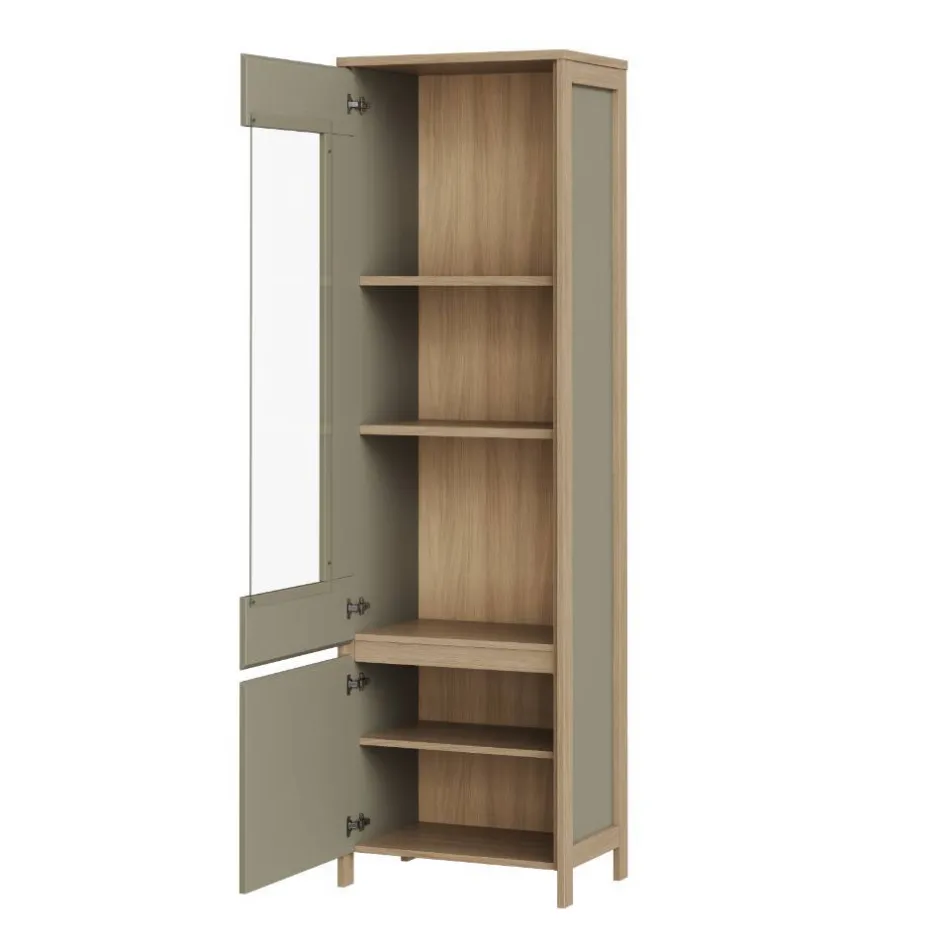 Wohnen Vitrine in Eukalyptus und Eiche Optik - Promo