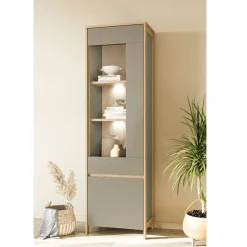 Wohnen Vitrine in Eukalyptus und Eiche Optik - Promo