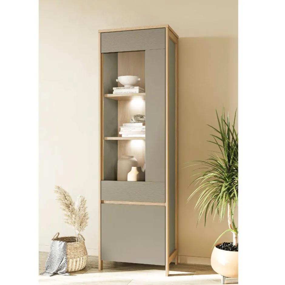 Wohnen Vitrine in Eukalyptus und Eiche Optik - Promo