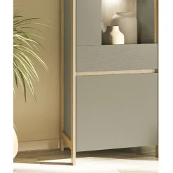 Wohnen Vitrine in Eukalyptus und Eiche Optik - Promo