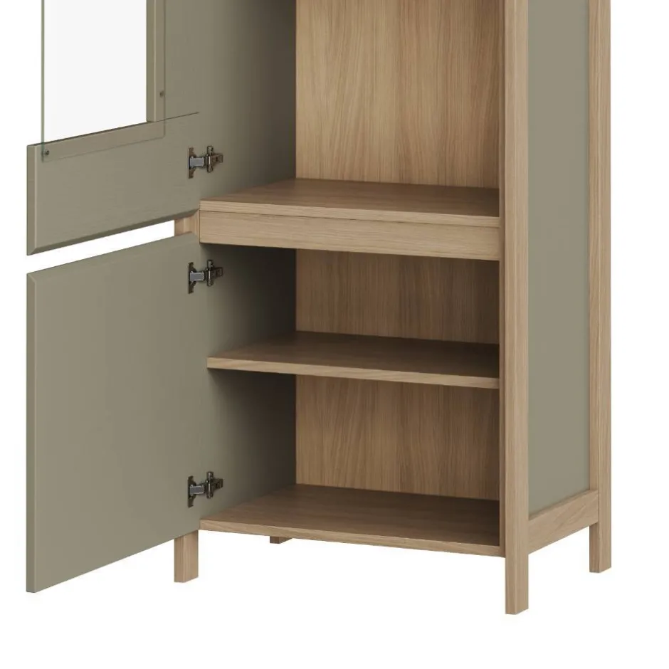 Wohnen Vitrine in Eukalyptus und Eiche Optik - Promo