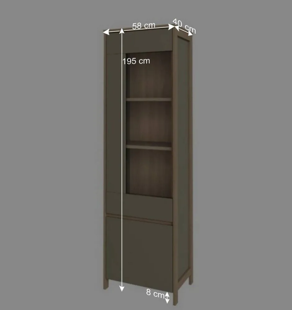 Wohnen Vitrine in Eukalyptus und Eiche Optik - Promo