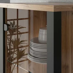 Vitrine in Fichte verwittert Dekor - Simeona^Wohnen