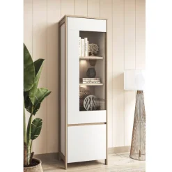 Vitrine in Weiß und Eiche Dekor - Ovidio^Wohnen Discount