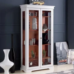 Wohnen Vitrine in Weiß und Nussbaum - Zarinas