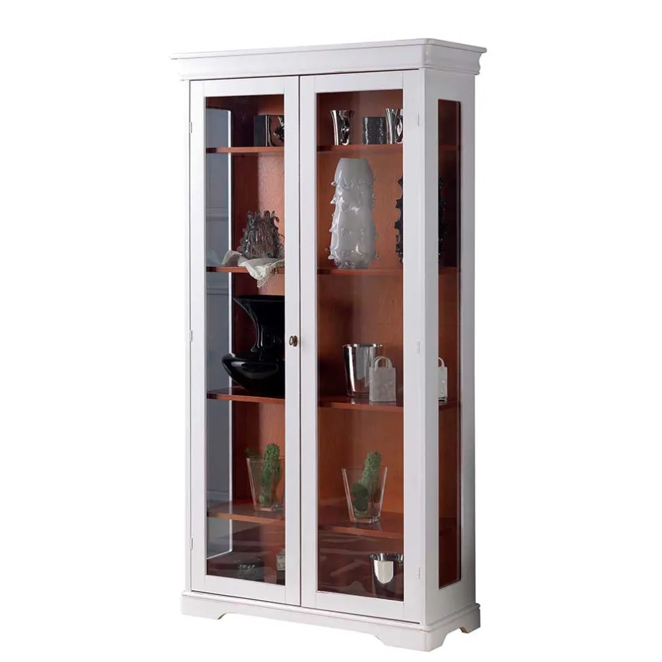 Wohnen Vitrine in Weiß und Nussbaum - Zarinas