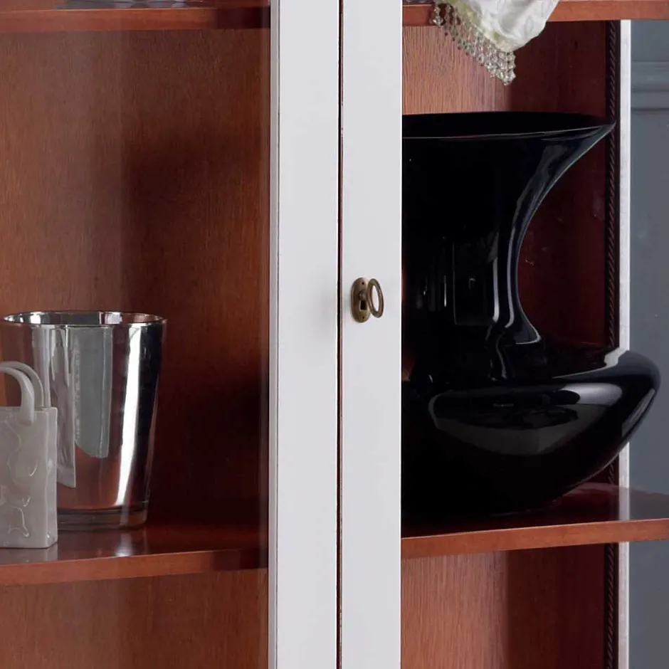 Wohnen Vitrine in Weiß und Nussbaum - Zarinas