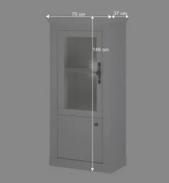 Wohnen Vitrine in weißer Holzoptik Pinie - Liancos