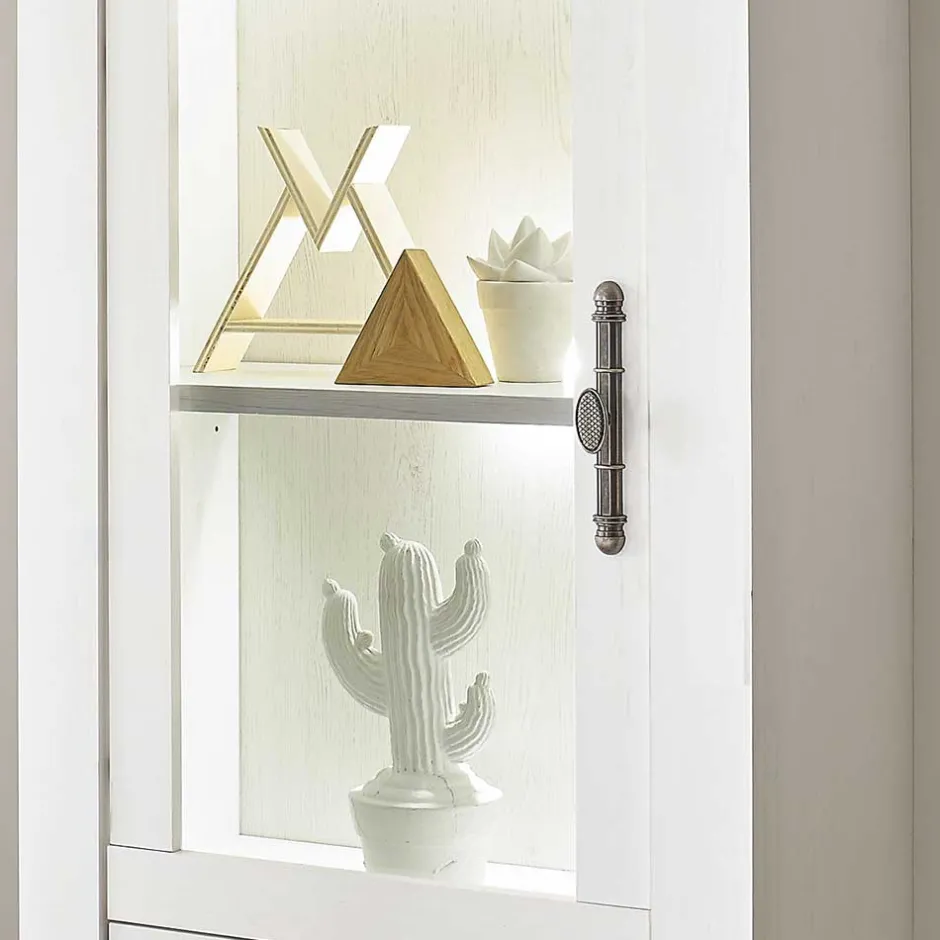 Wohnen Vitrine in weißer Holzoptik Pinie - Liancos