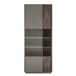 Wohnen Vitrine Schrank in Anthrazit und Eiche Dunkel - Mundo