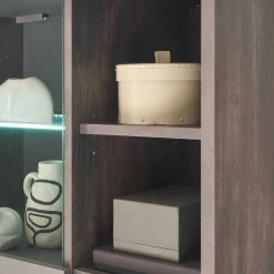 Wohnen Vitrine Schrank in Anthrazit und Eiche Dunkel - Mundo