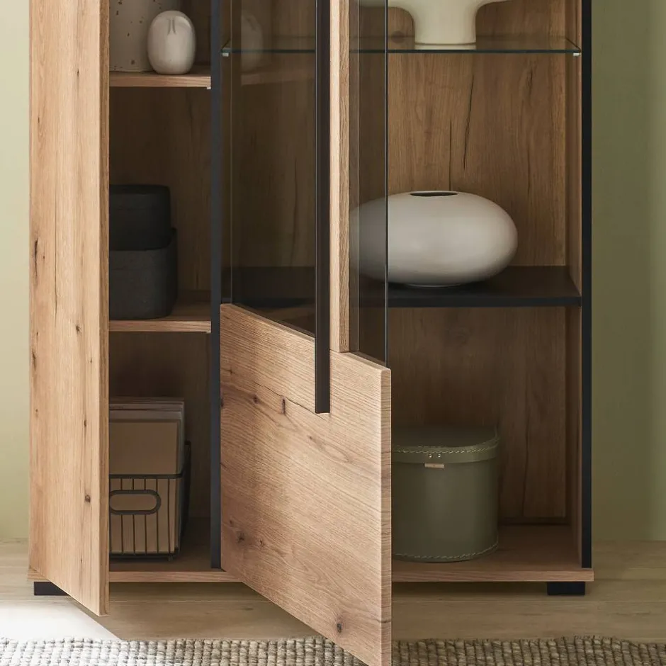 Vitrinen Schrank in Eiche Dekor - Brocus^Wohnen