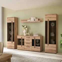 Wohnen Vitrinenkombination und Wandboard Set - Brocus (vierteilig)