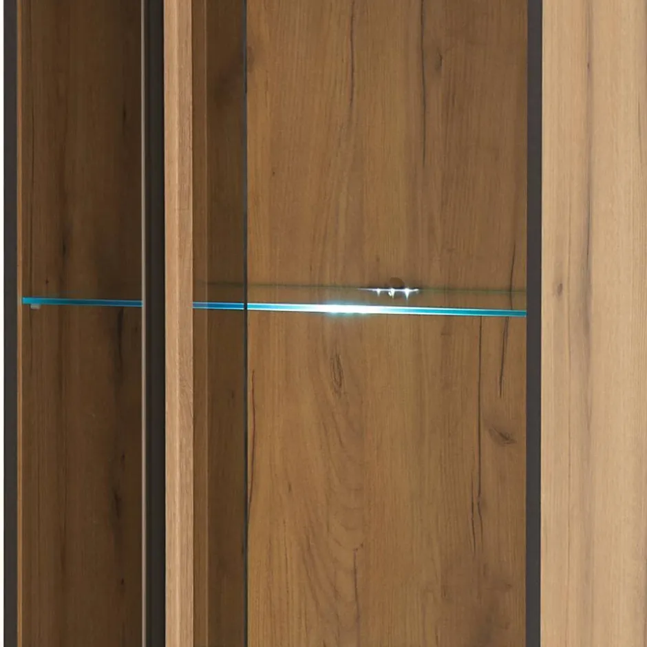 Wohnen Vitrinenkombination und Wandboard Set - Brocus (vierteilig)