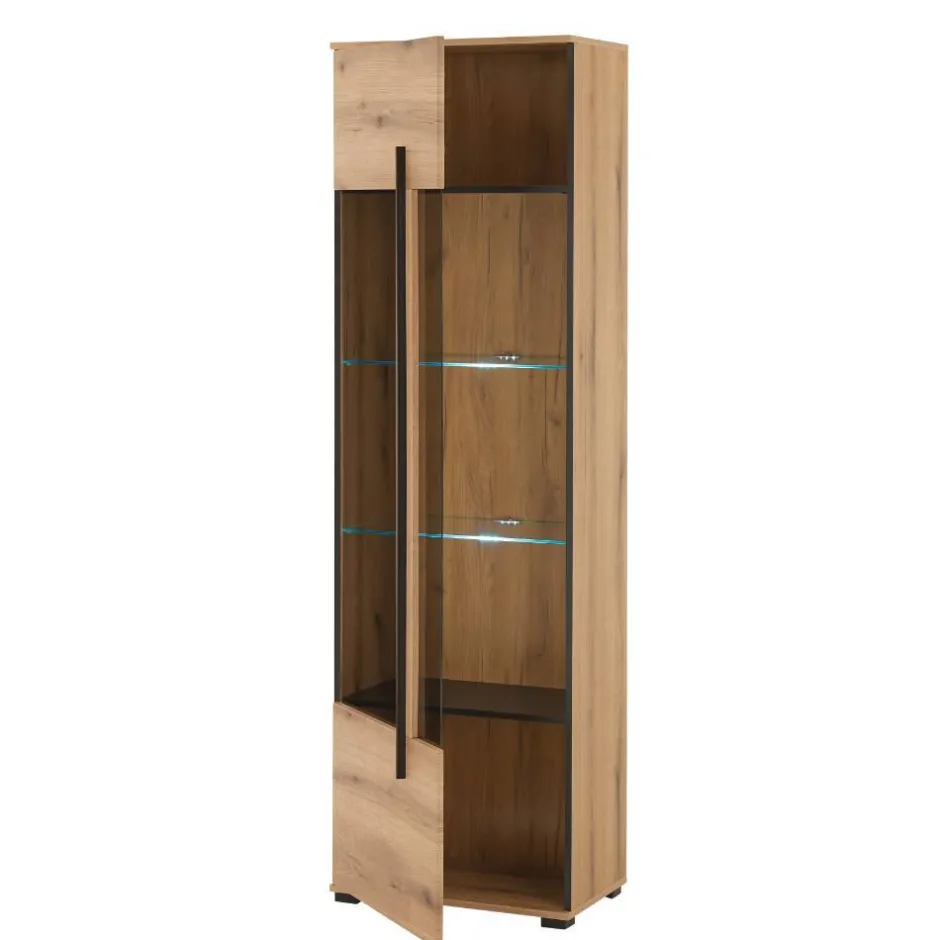 Wohnen Vitrinenkombination und Wandboard Set - Brocus (vierteilig)