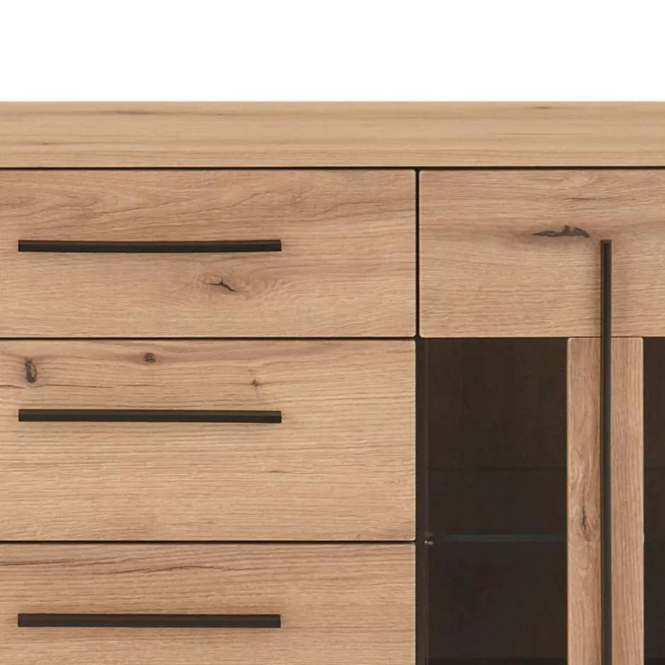 Wohnen Vitrinenkombination und Wandboard Set - Brocus (vierteilig)