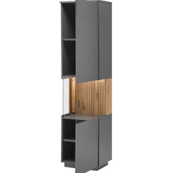 Vitrinenschrank in Anthrazit & Eiche Bianco - Cruzca^Wohnen Sale