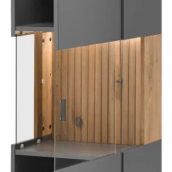 Vitrinenschrank in Anthrazit & Eiche Bianco - Cruzca^Wohnen Sale