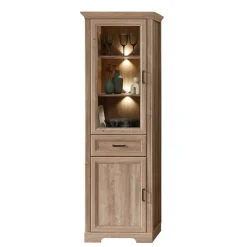 Wohnen Vitrinenschrank in Eiche Optik mit LED - Barack