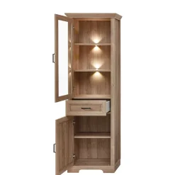 Wohnen Vitrinenschrank in Eiche Optik mit LED - Barack