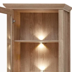 Wohnen Vitrinenschrank in Eiche Optik mit LED - Barack