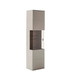 Wohnen Vitrinenschrank in Grau mit Wildeiche - Teorina