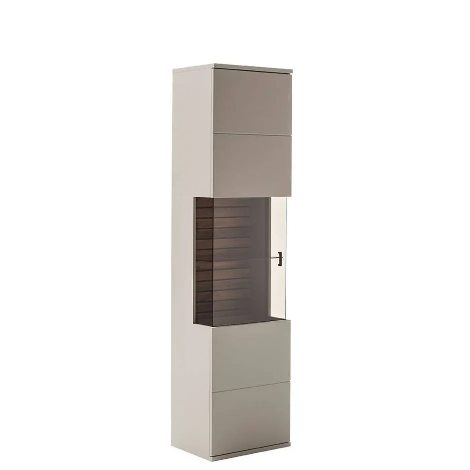 Wohnen Vitrinenschrank in Grau mit Wildeiche - Teorina