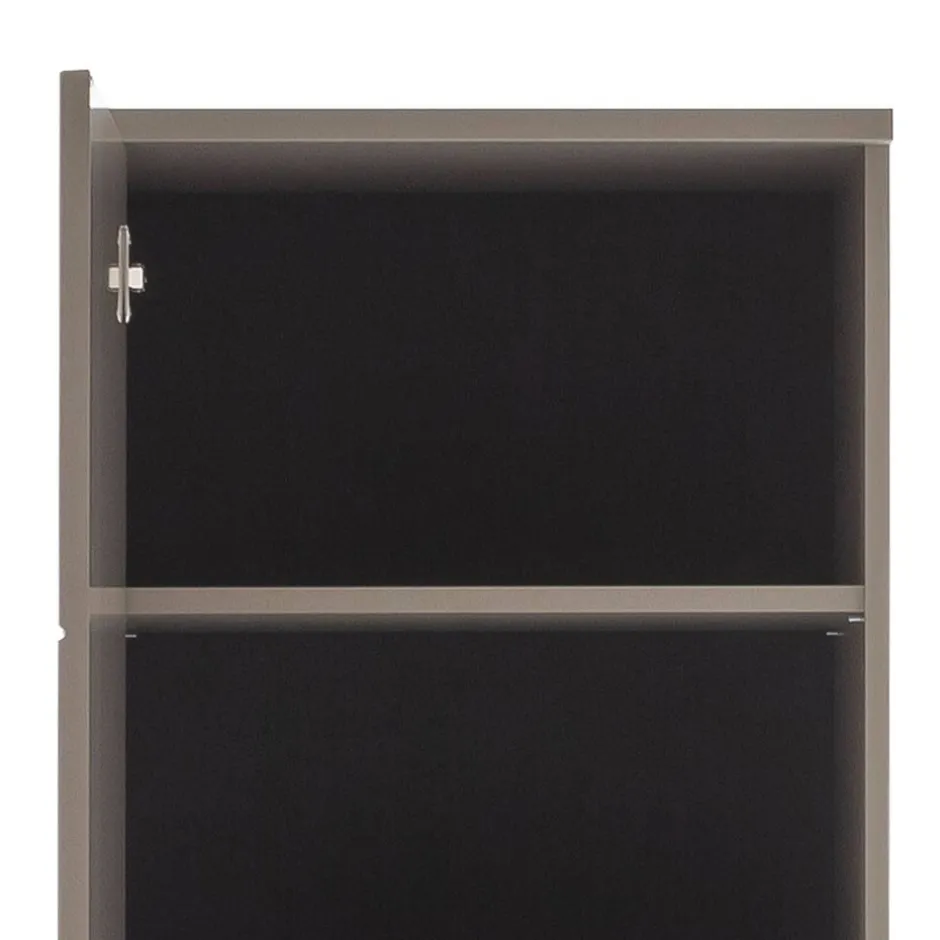 Wohnen Vitrinenschrank in Grau mit Wildeiche - Teorina