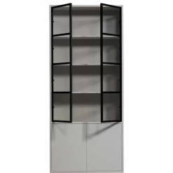 Wohnen Vitrinenschrank in Hellgrau und Schwarz - Arno